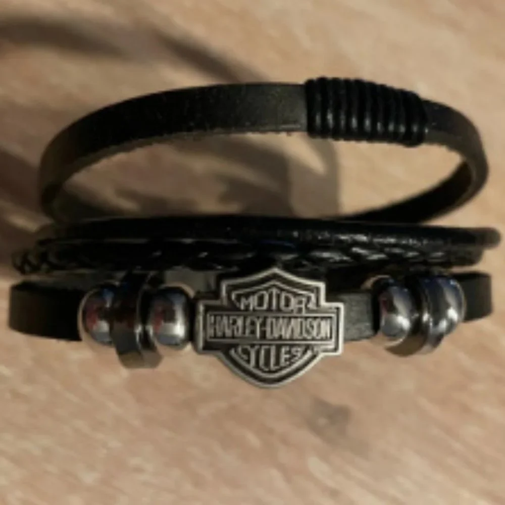 Brand New Harley Davidson HD Leather Wristband Bracelet